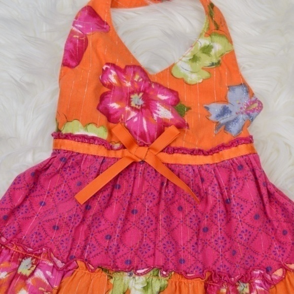 Blueberi‎ Blvd Mixed Print Ruffle Tier Halter Smocked Back Sun Dress, 24 Months - Picture 6 of 8